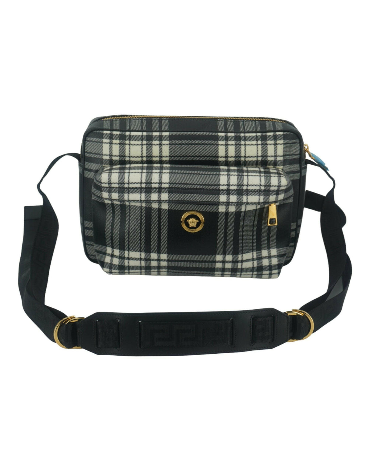Versace Elegant Grey Leather Crossbody Bag -  Cross Body Bag for Men -  Versace.