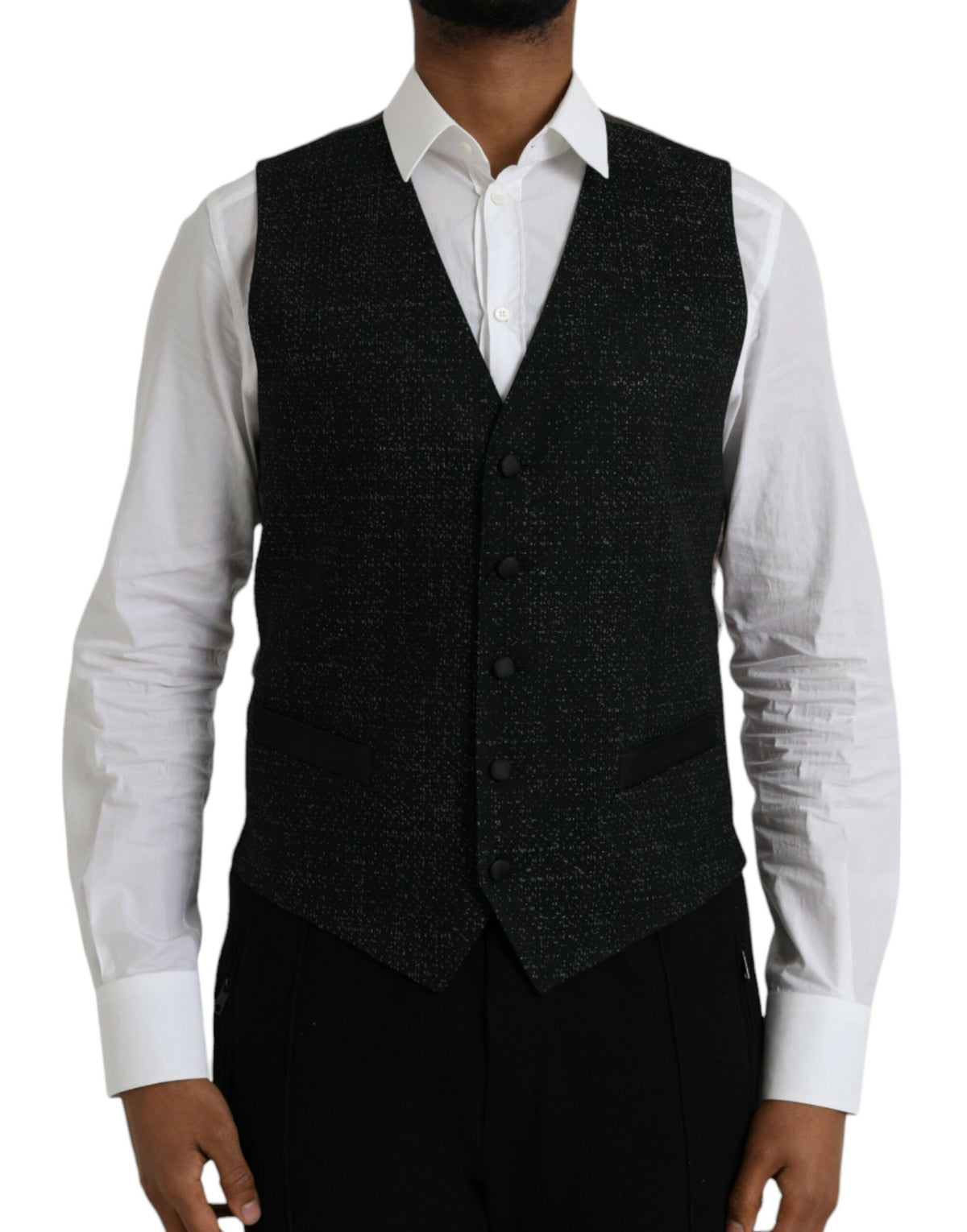 Dolce & Gabbana Black Brown Silk Waistcoat Dress Formal Vest -  Vests for Men Suits -  Dolce & Gabbana.
