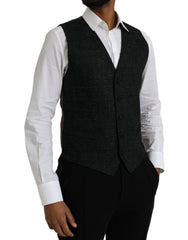 Dolce & Gabbana Black Brown Silk Waistcoat Dress Formal Vest -  Vests for Men Suits -  Dolce & Gabbana.