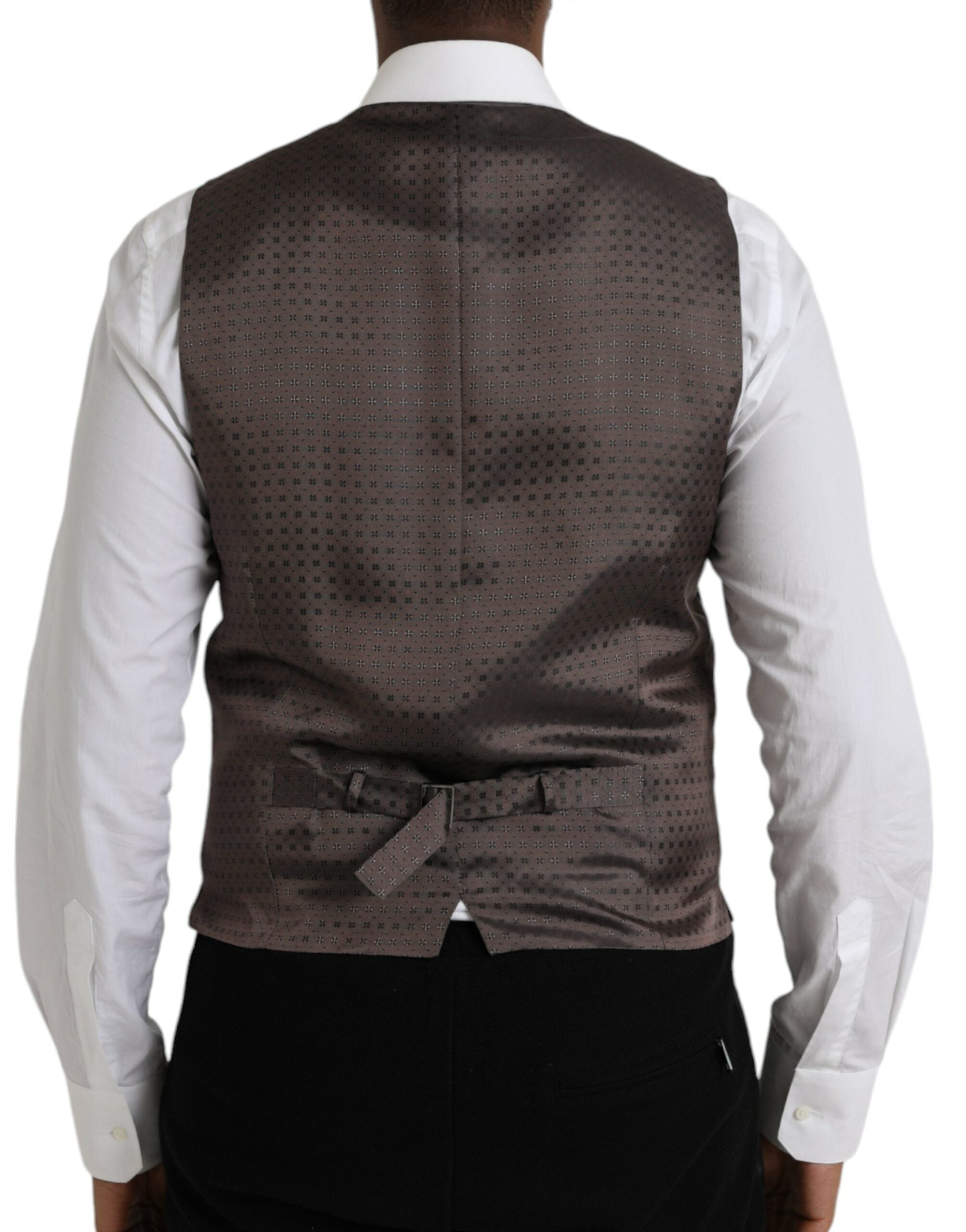 Dolce & Gabbana Black Brown Silk Waistcoat Dress Formal Vest -  Vests for Men Suits -  Dolce & Gabbana.