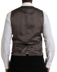 Dolce & Gabbana Black Brown Silk Waistcoat Dress Formal Vest -  Vests for Men Suits -  Dolce & Gabbana.