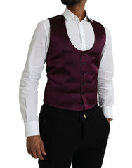 Dolce & Gabbana Maroon Satin Silk Waistcoat Dress Formal Vest -  Vests for Men Suits -  Dolce & Gabbana.