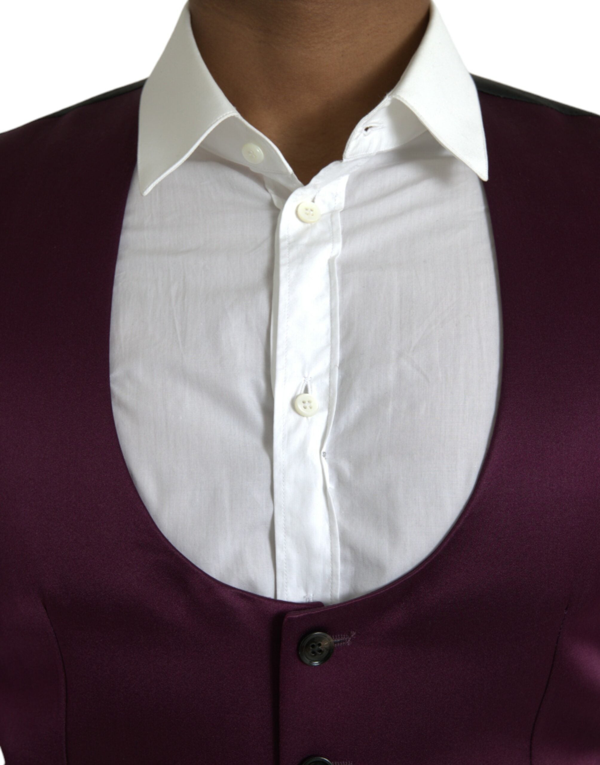 Dolce & Gabbana Maroon Satin Silk Waistcoat Dress Formal Vest -  Vests for Men Suits -  Dolce & Gabbana.