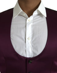 Dolce & Gabbana Maroon Satin Silk Waistcoat Dress Formal Vest -  Vests for Men Suits -  Dolce & Gabbana.
