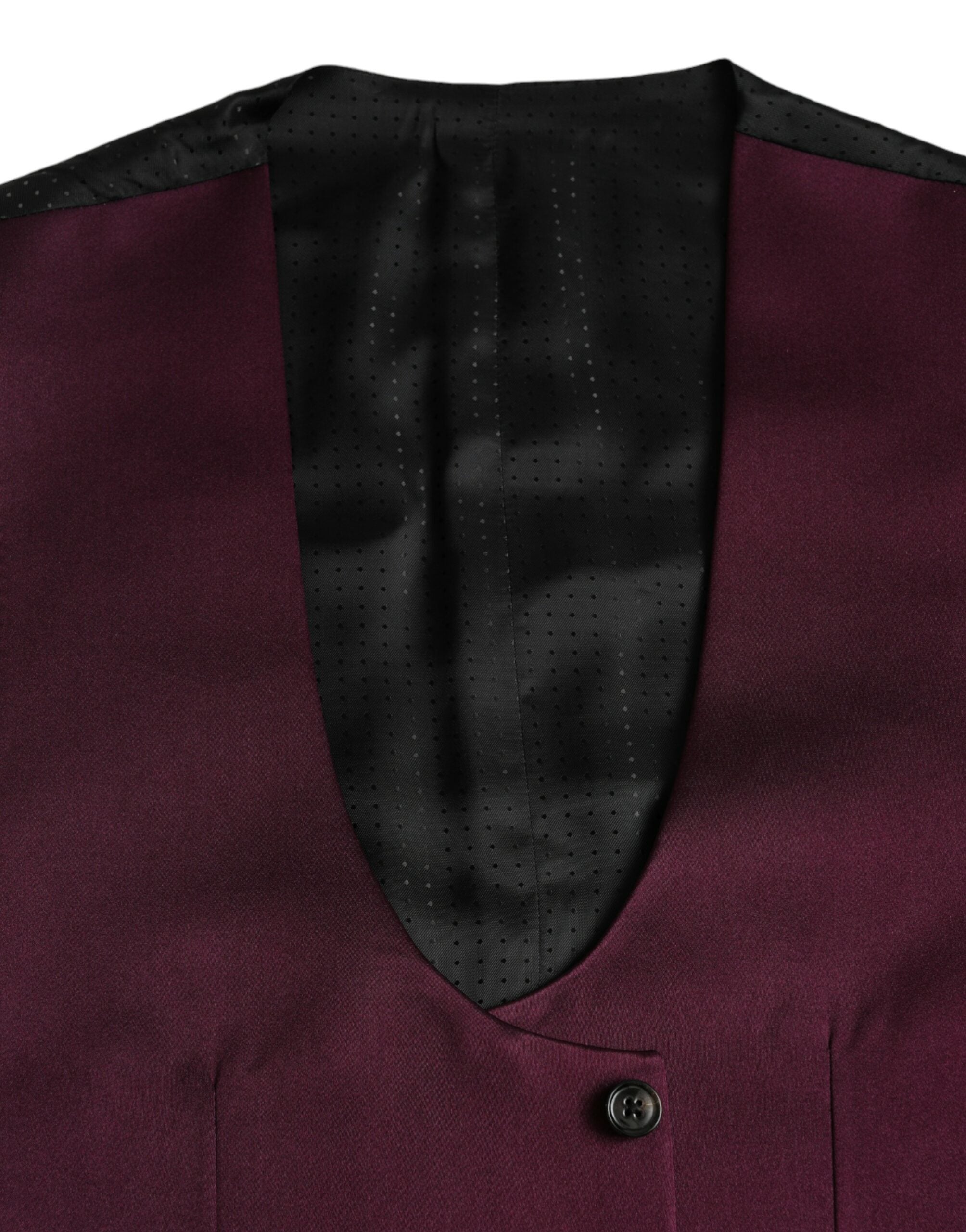 Dolce & Gabbana Maroon Satin Silk Waistcoat Dress Formal Vest -  Vests for Men Suits -  Dolce & Gabbana.