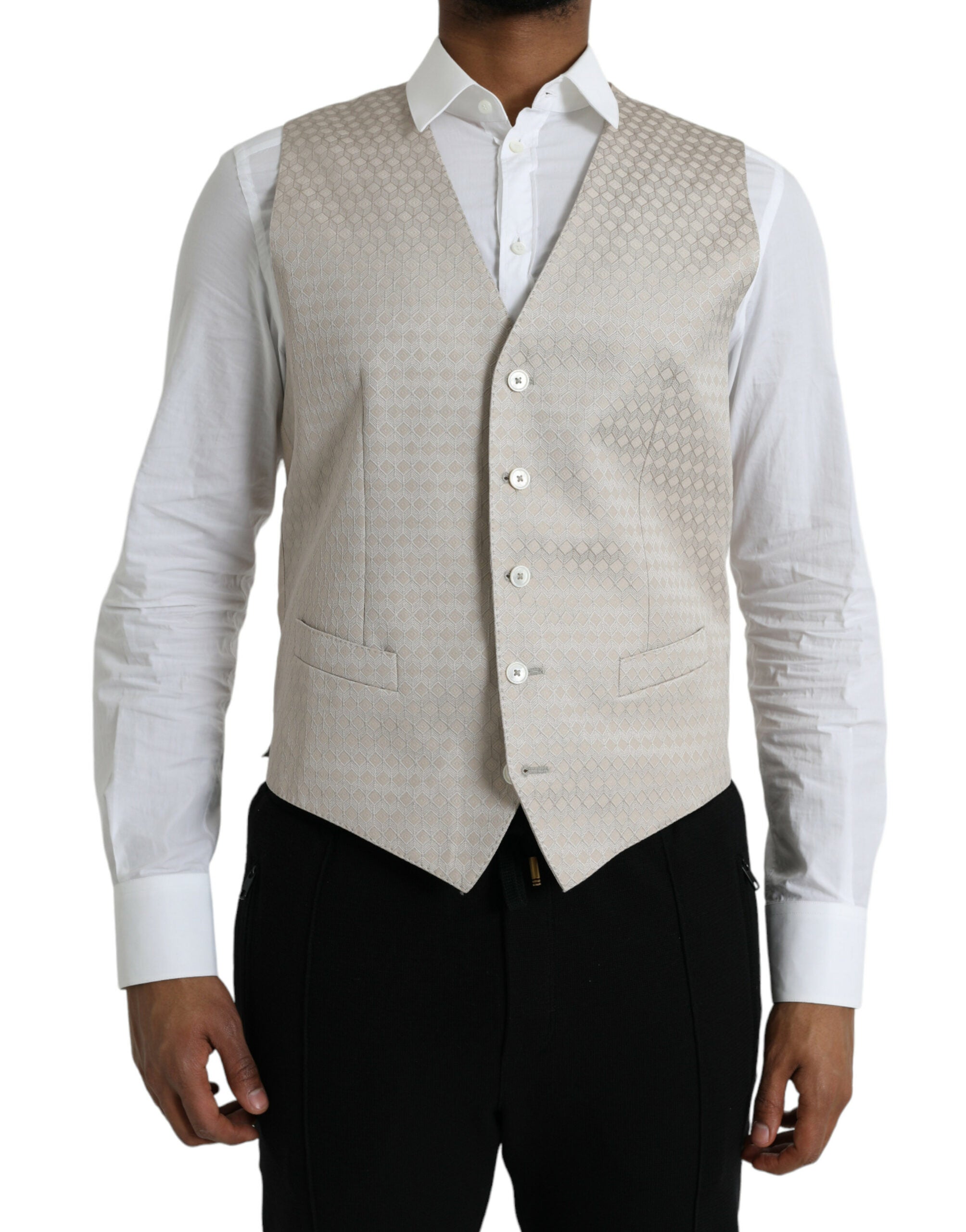 Dolce & Gabbana Off White Cotton Waistcoat Dress Formal Vest -  Vests for Men Suits -  Dolce & Gabbana.