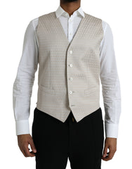 Dolce & Gabbana Off White Cotton Waistcoat Dress Formal Vest -  Vests for Men Suits -  Dolce & Gabbana.