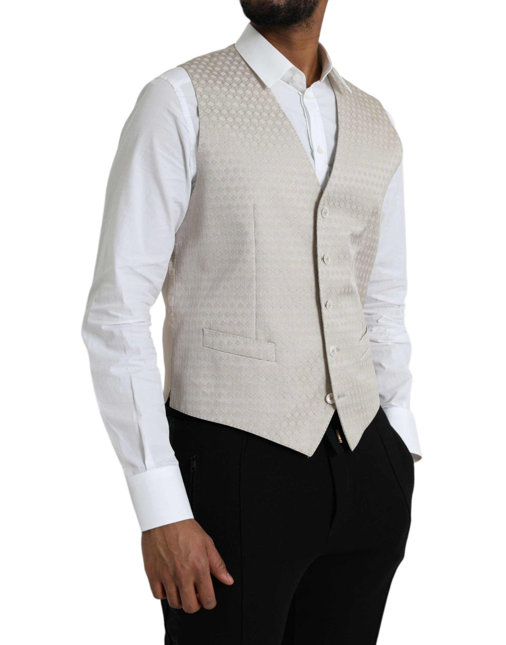 Dolce & Gabbana Off White Cotton Waistcoat Dress Formal Vest -  Vests for Men Suits -  Dolce & Gabbana.