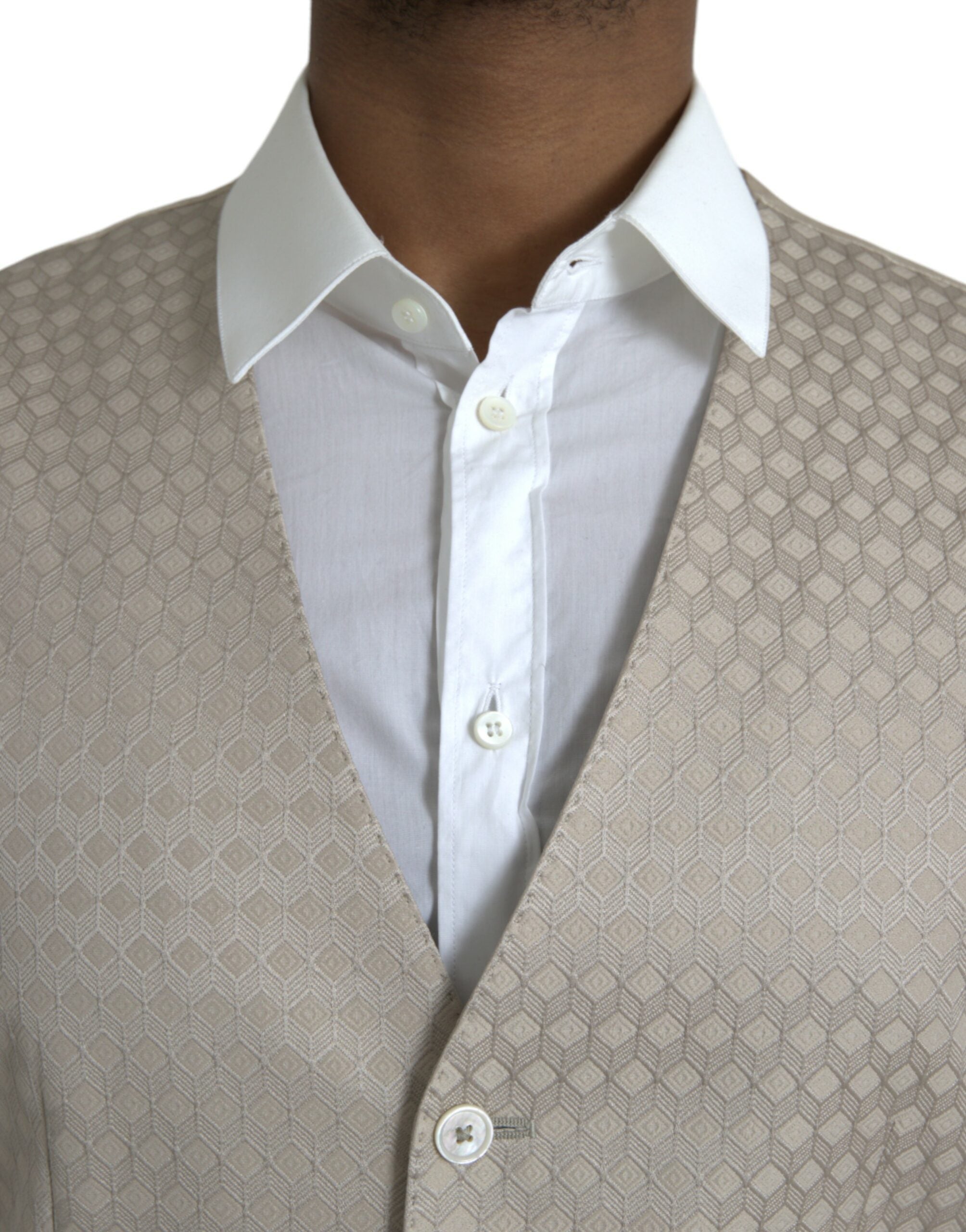 Dolce & Gabbana Off White Cotton Waistcoat Dress Formal Vest -  Vests for Men Suits -  Dolce & Gabbana.