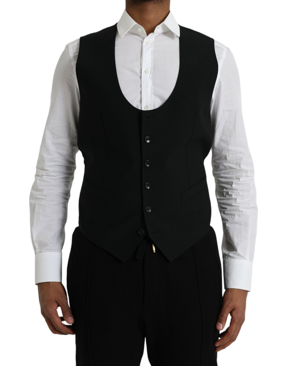 Dolce & Gabbana Black Wool Waistcoat Dress Formal Vest -  Vests for Men Suits -  Dolce & Gabbana.