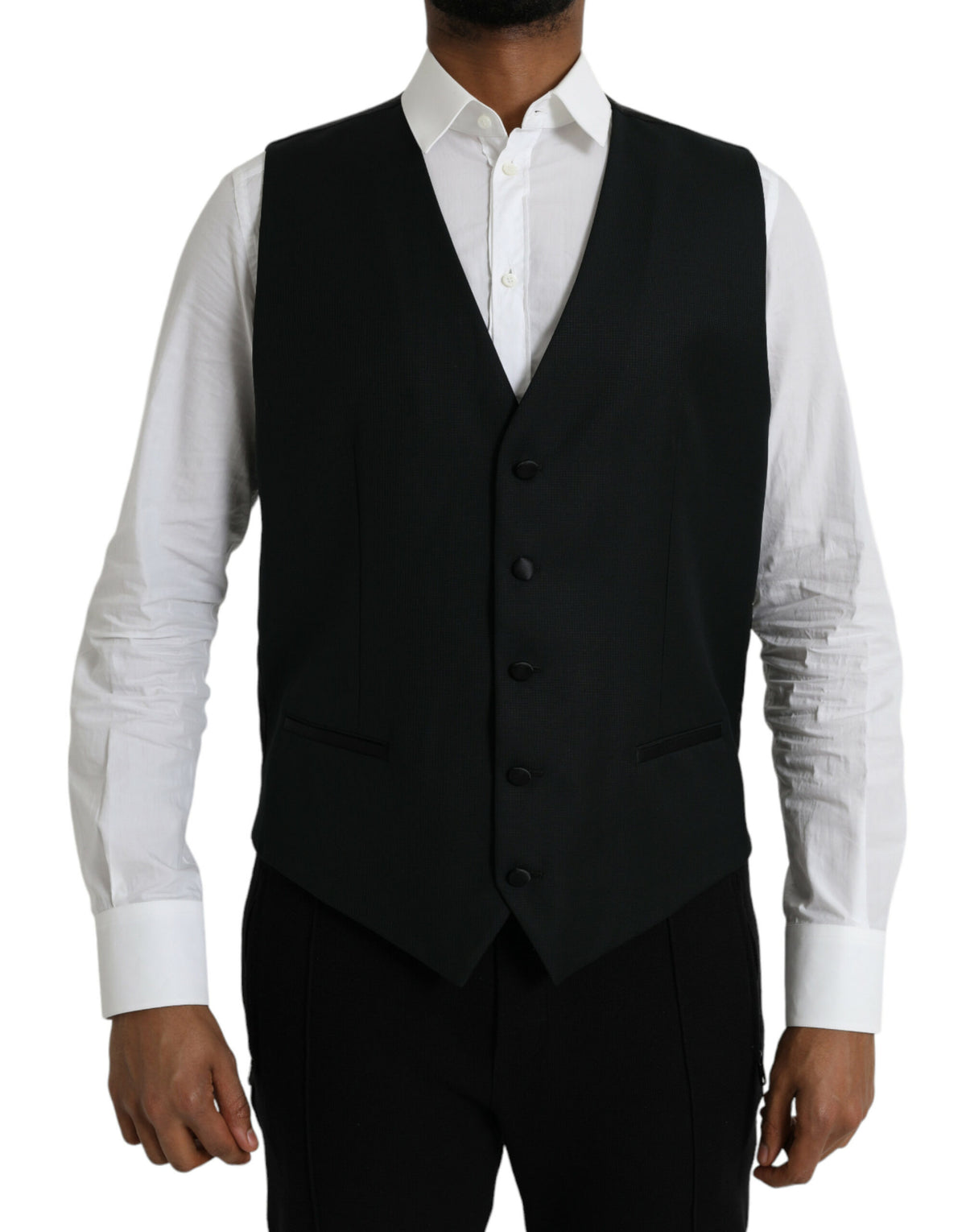 Dolce & Gabbana Black Wool Waistcoat Dress Formal Vest -  Vests for Men Suits -  Dolce & Gabbana.