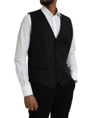 Dolce & Gabbana Black Wool Waistcoat Dress Formal Vest -  Vests for Men Suits -  Dolce & Gabbana.