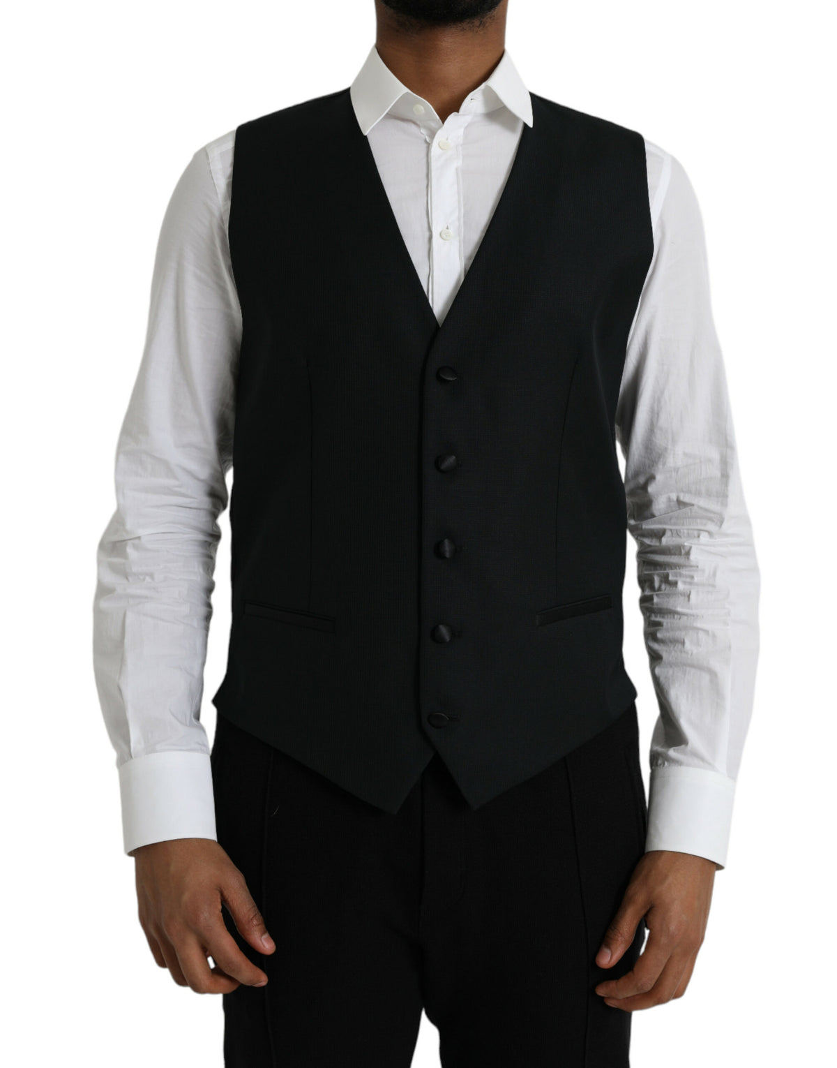 Dolce & Gabbana Black Wool Waistcoat Dress Formal Vest -  Vests for Men Suits -  Dolce & Gabbana.