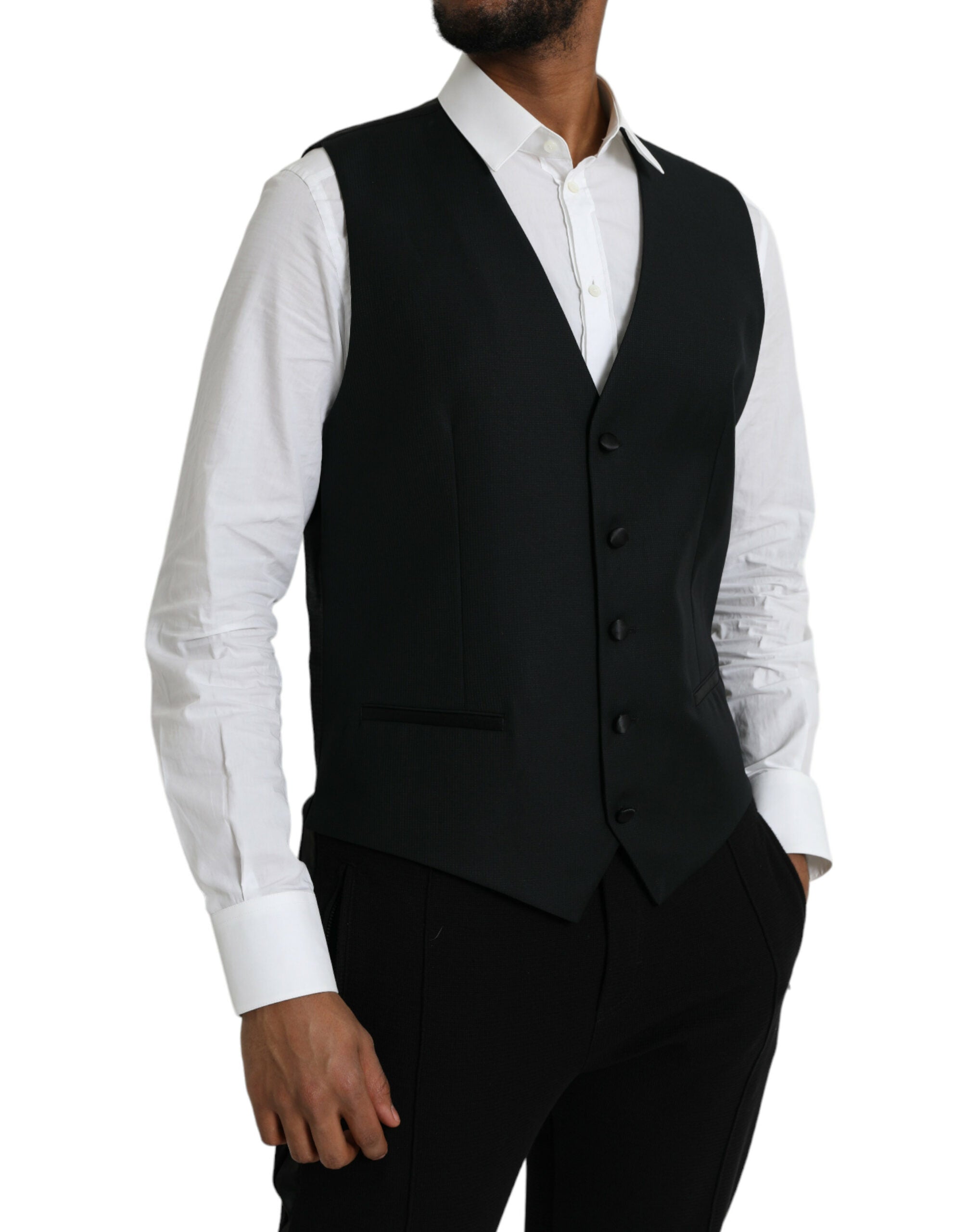 Dolce & Gabbana Black Wool Waistcoat Dress Formal Vest -  Vests for Men Suits -  Dolce & Gabbana.