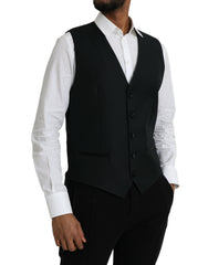 Dolce & Gabbana Black Wool Waistcoat Dress Formal Vest -  Vests for Men Suits -  Dolce & Gabbana.