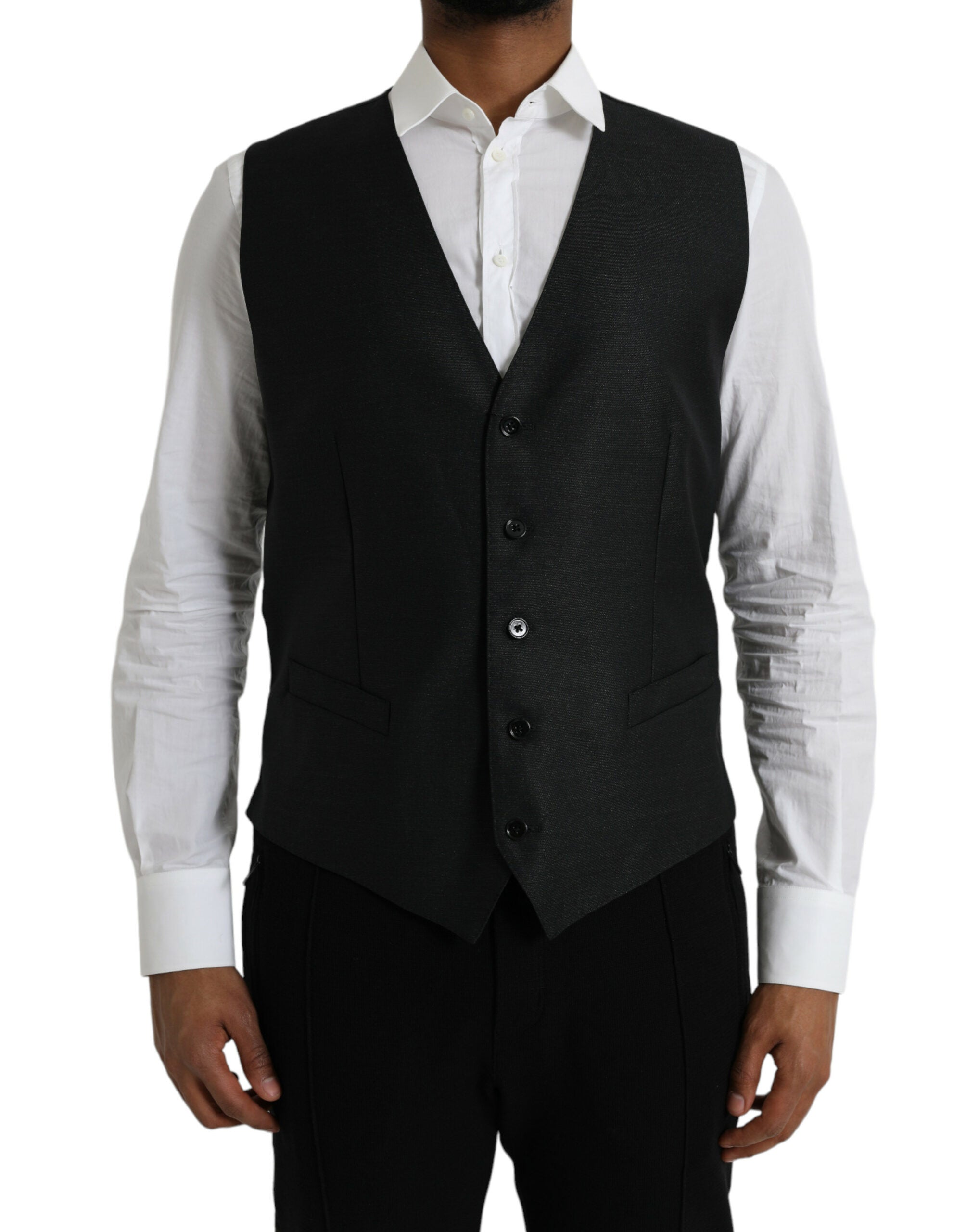 Dolce & Gabbana Black Wool Waistcoat Dress Formal Vest -  Vests for Men Suits -  Dolce & Gabbana.