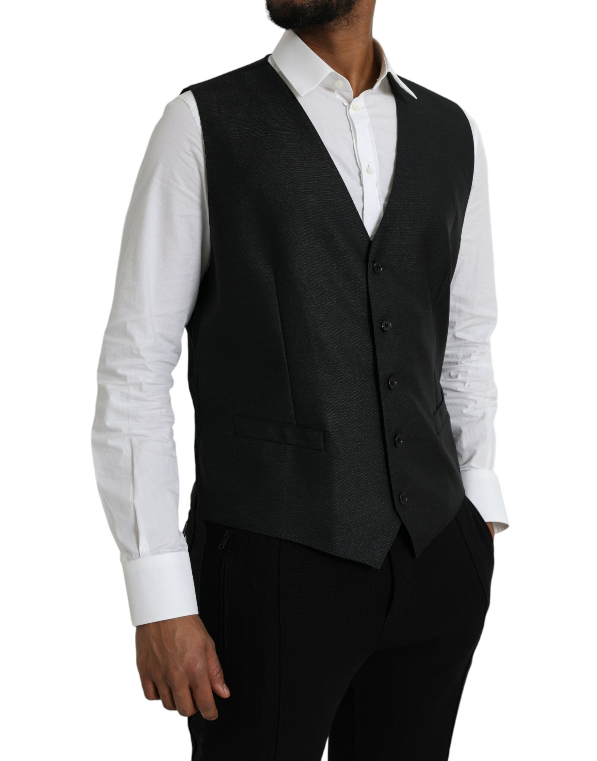 Dolce & Gabbana Black Wool Waistcoat Dress Formal Vest -  Vests for Men Suits -  Dolce & Gabbana.