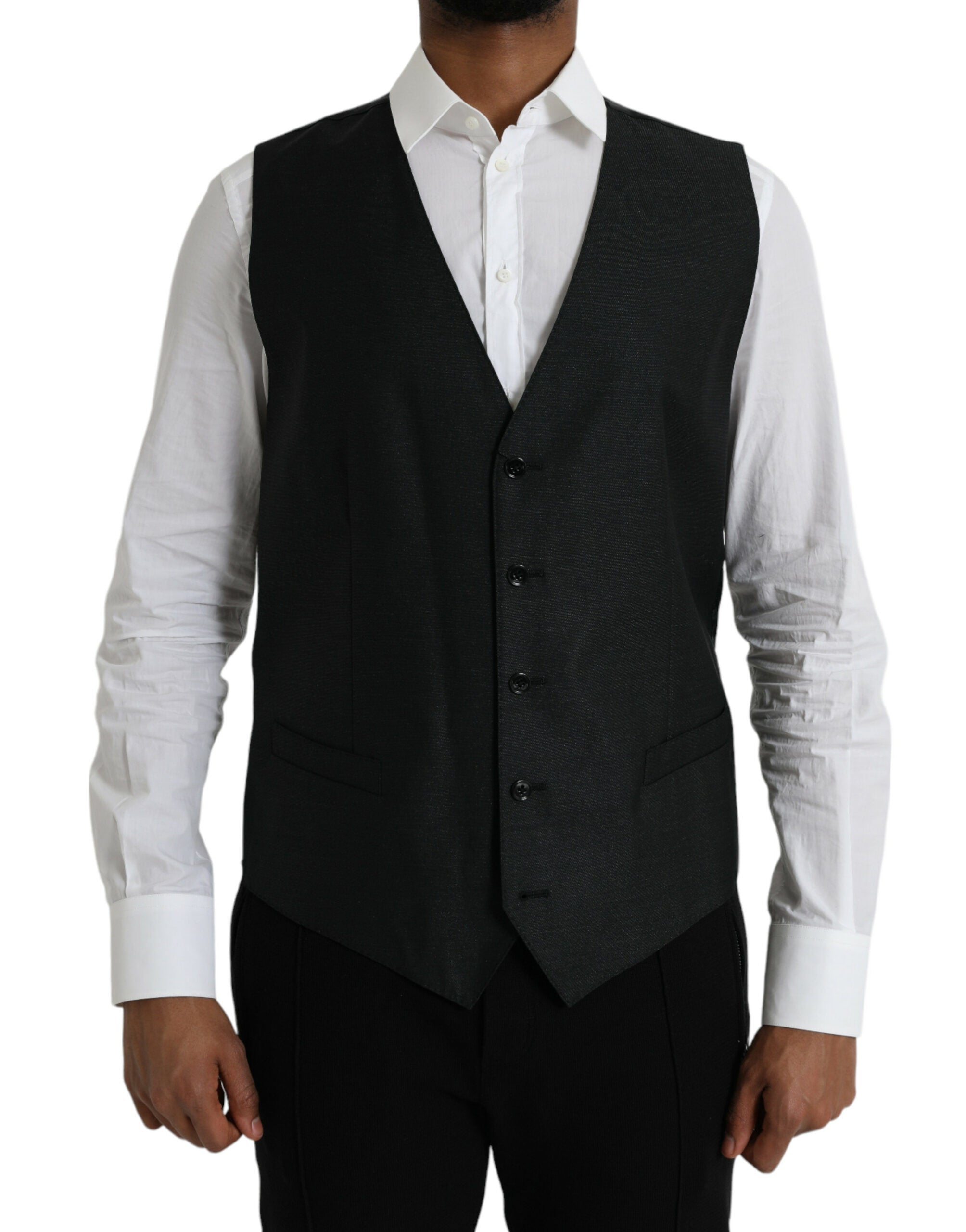 Dolce & Gabbana Black Wool Waistcoat Dress Formal Vest -  Vests for Men Suits -  Dolce & Gabbana.