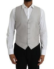 Dolce & Gabbana Light Gray Wool Formal Dress Waistcoat Vest -  Vests for Men Suits -  Dolce & Gabbana.