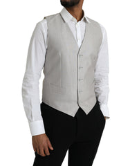 Dolce & Gabbana Light Gray Wool Formal Dress Waistcoat Vest -  Vests for Men Suits -  Dolce & Gabbana.