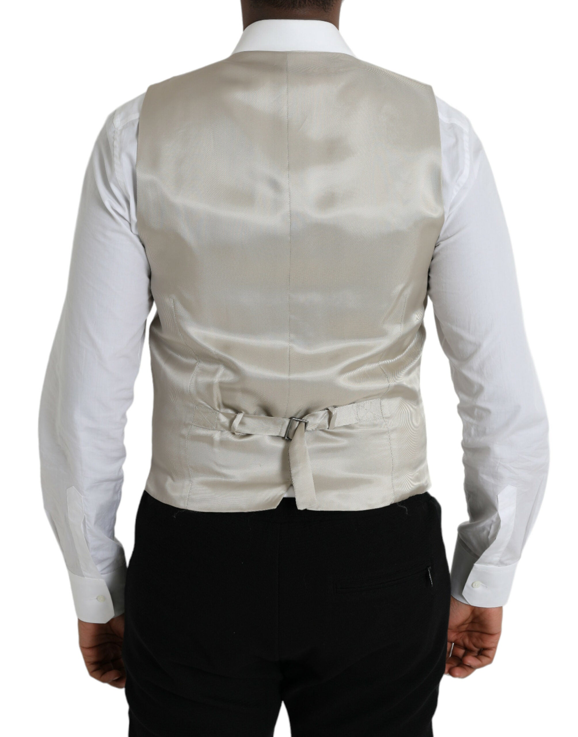 Dolce & Gabbana Light Gray Wool Formal Dress Waistcoat Vest -  Vests for Men Suits -  Dolce & Gabbana.
