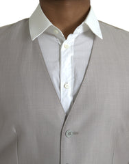 Dolce & Gabbana Light Gray Wool Formal Dress Waistcoat Vest -  Vests for Men Suits -  Dolce & Gabbana.