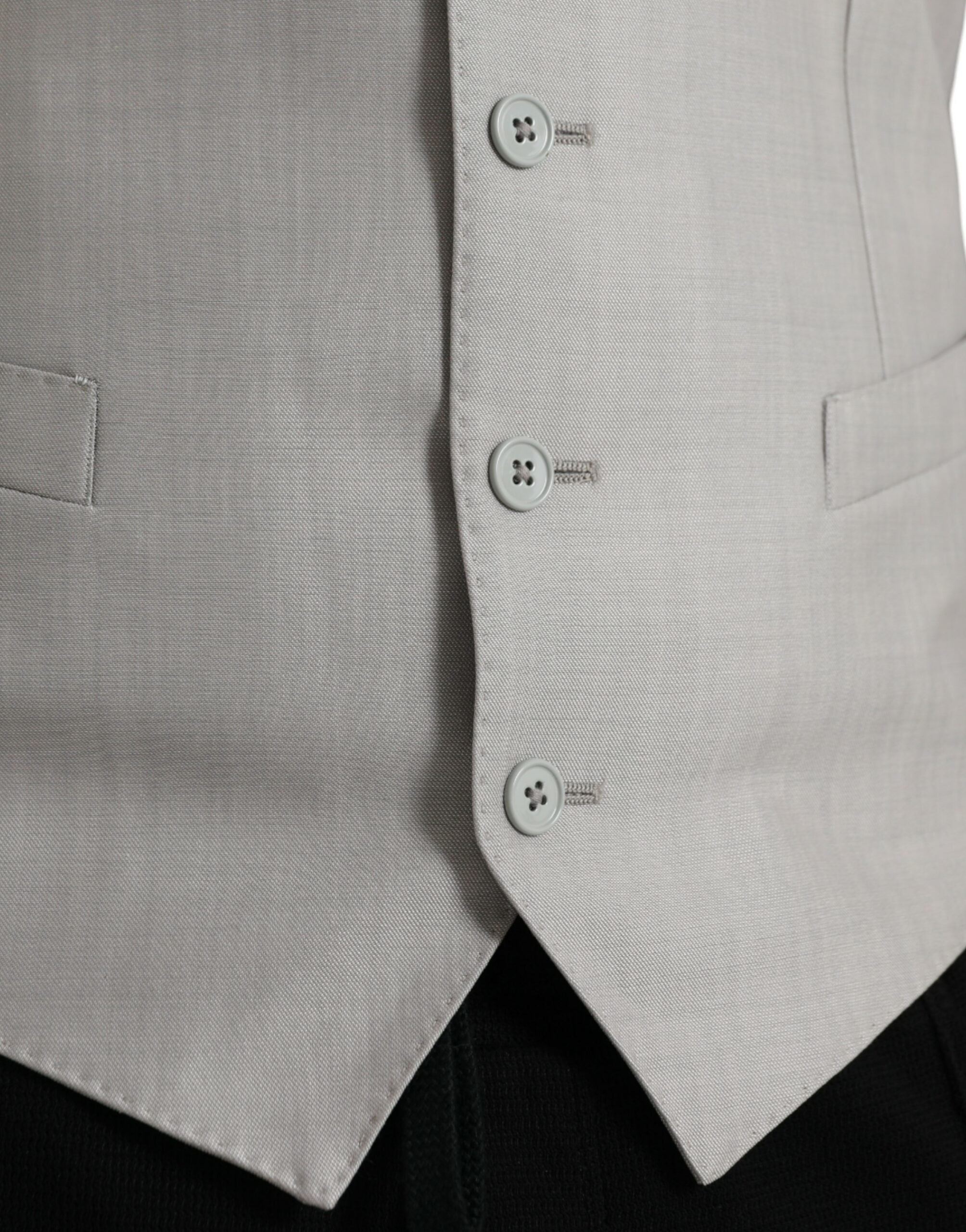 Dolce & Gabbana Light Gray Wool Formal Dress Waistcoat Vest -  Vests for Men Suits -  Dolce & Gabbana.
