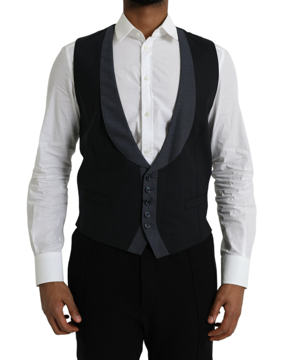 Dolce & Gabbana Black Wool Waistcoat Dress Formal Vest -  Vests for Men Suits -  Dolce & Gabbana.
