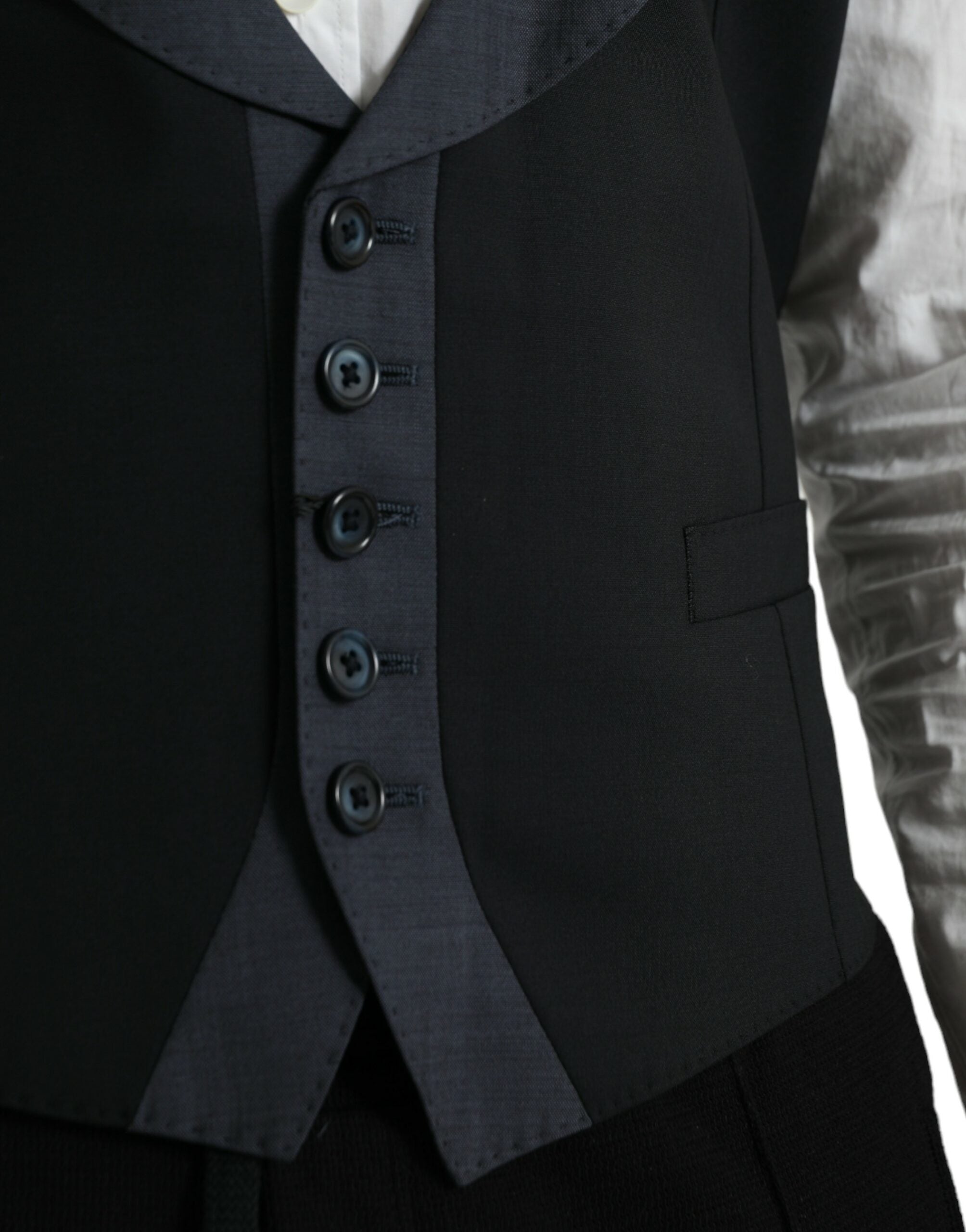 Dolce & Gabbana Black Wool Waistcoat Dress Formal Vest -  Vests for Men Suits -  Dolce & Gabbana.