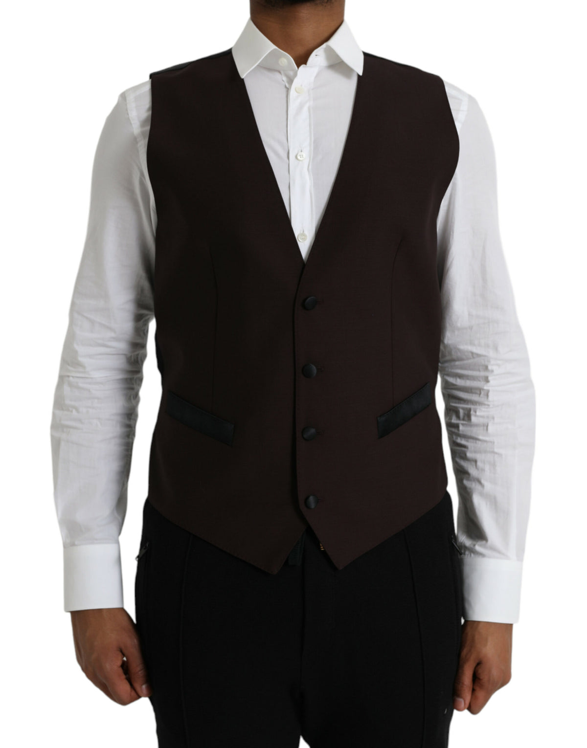 Dolce & Gabbana Brown Wool Waistcoat Dress Formal Vest -  Vests for Men Suits -  Dolce & Gabbana.