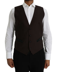 Dolce & Gabbana Brown Wool Waistcoat Dress Formal Vest -  Vests for Men Suits -  Dolce & Gabbana.