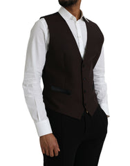 Dolce & Gabbana Brown Wool Waistcoat Dress Formal Vest -  Vests for Men Suits -  Dolce & Gabbana.
