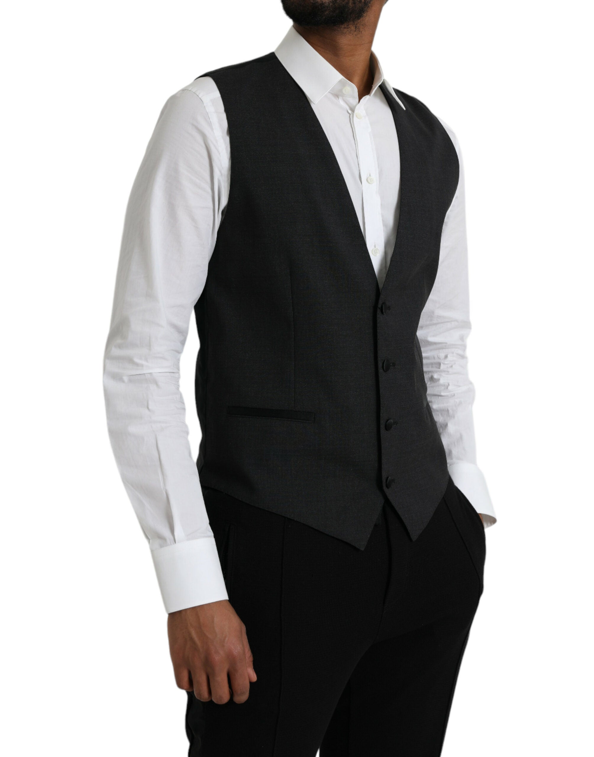 Dolce & Gabbana Black Cotton Waistcoat Dress Formal Vest -  Vests for Men Suits -  Dolce & Gabbana.