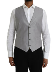 Dolce & Gabbana Light Gray Wool Formal Dress Waistcoat Vest -  Vests for Men Suits -  Dolce & Gabbana.