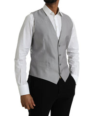 Dolce & Gabbana Light Gray Wool Formal Dress Waistcoat Vest -  Vests for Men Suits -  Dolce & Gabbana.