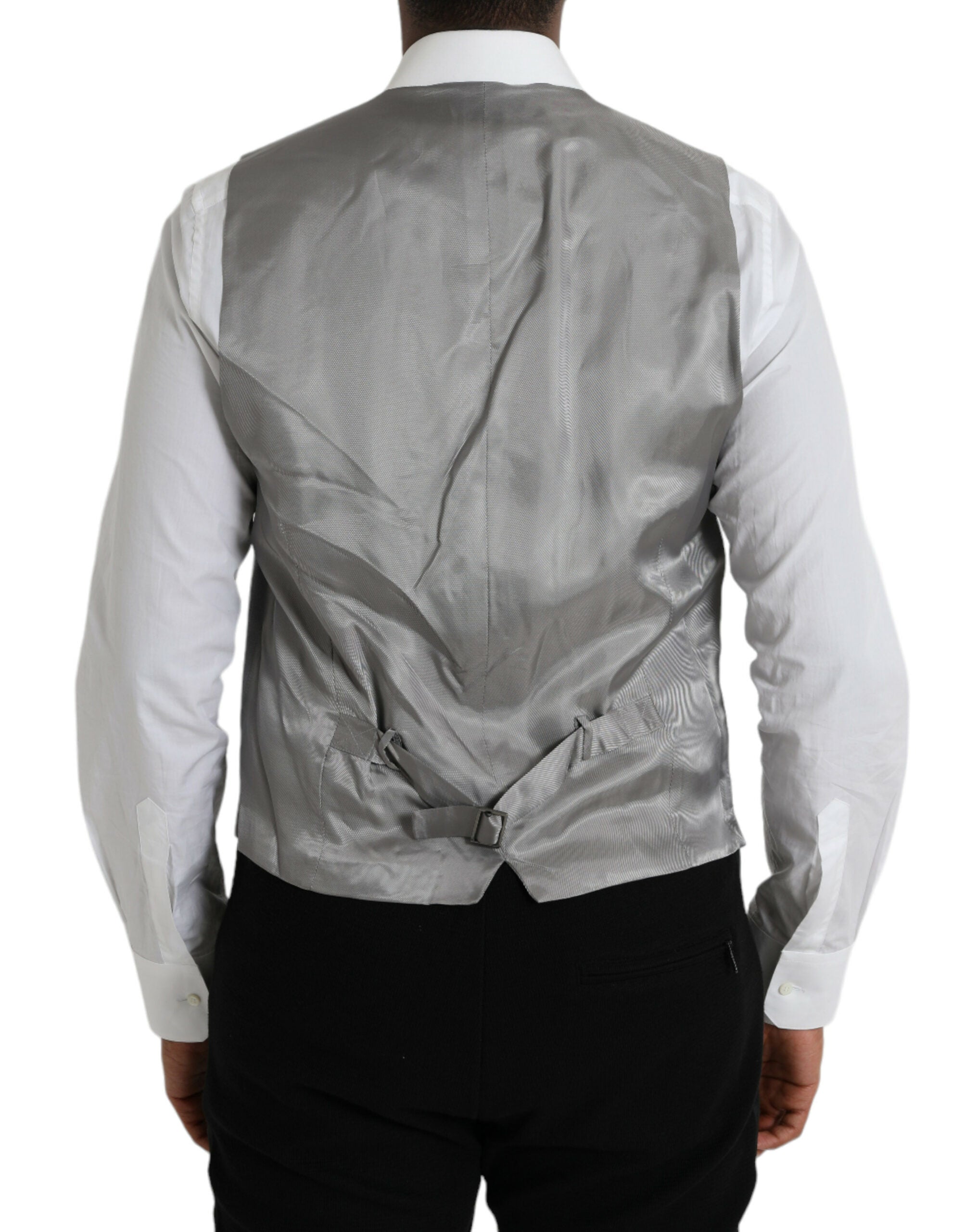 Dolce & Gabbana Light Gray Wool Formal Dress Waistcoat Vest -  Vests for Men Suits -  Dolce & Gabbana.