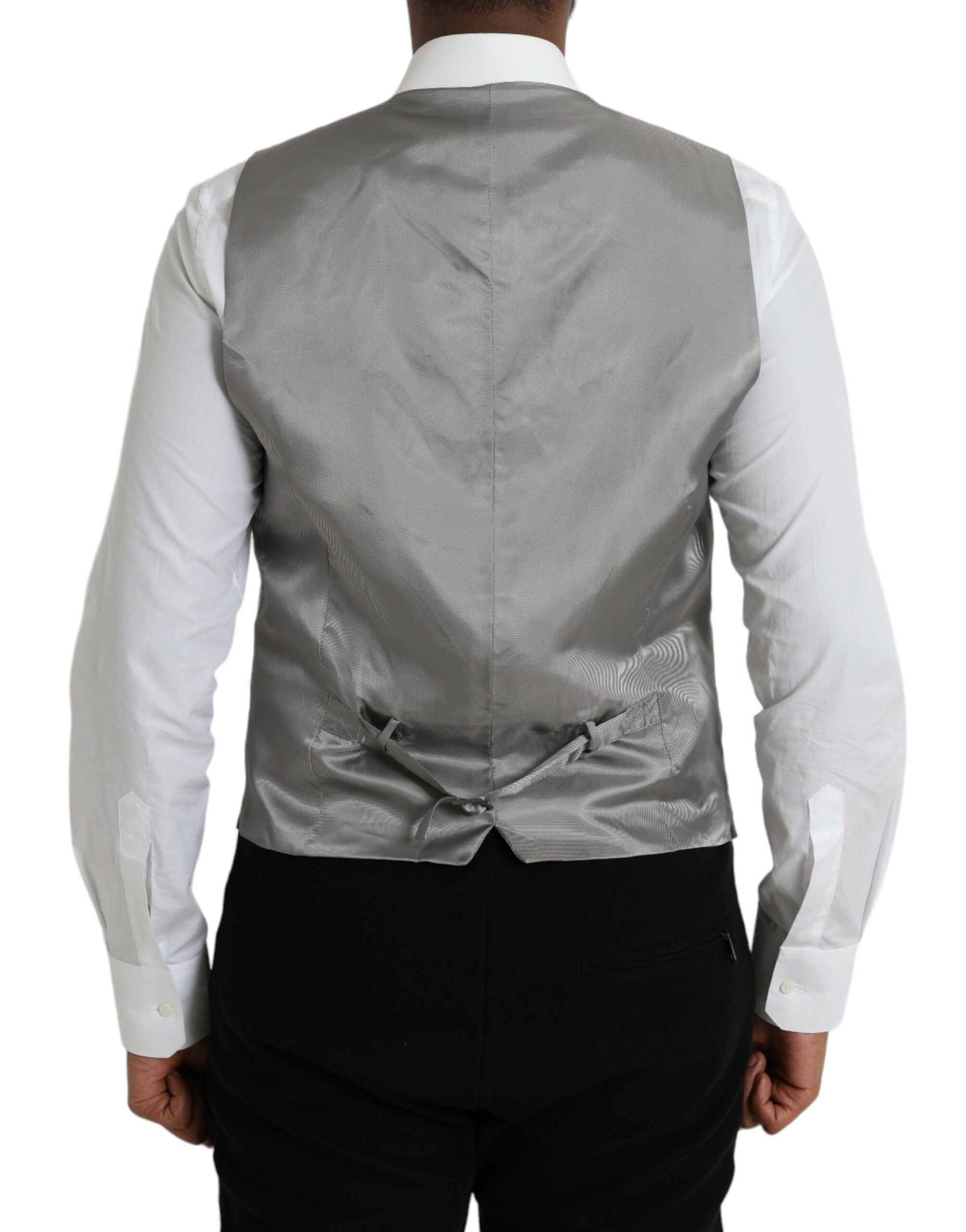 Dolce & Gabbana Light Gray Wool Formal Dress Waistcoat Vest -  Vests for Men Suits -  Dolce & Gabbana.