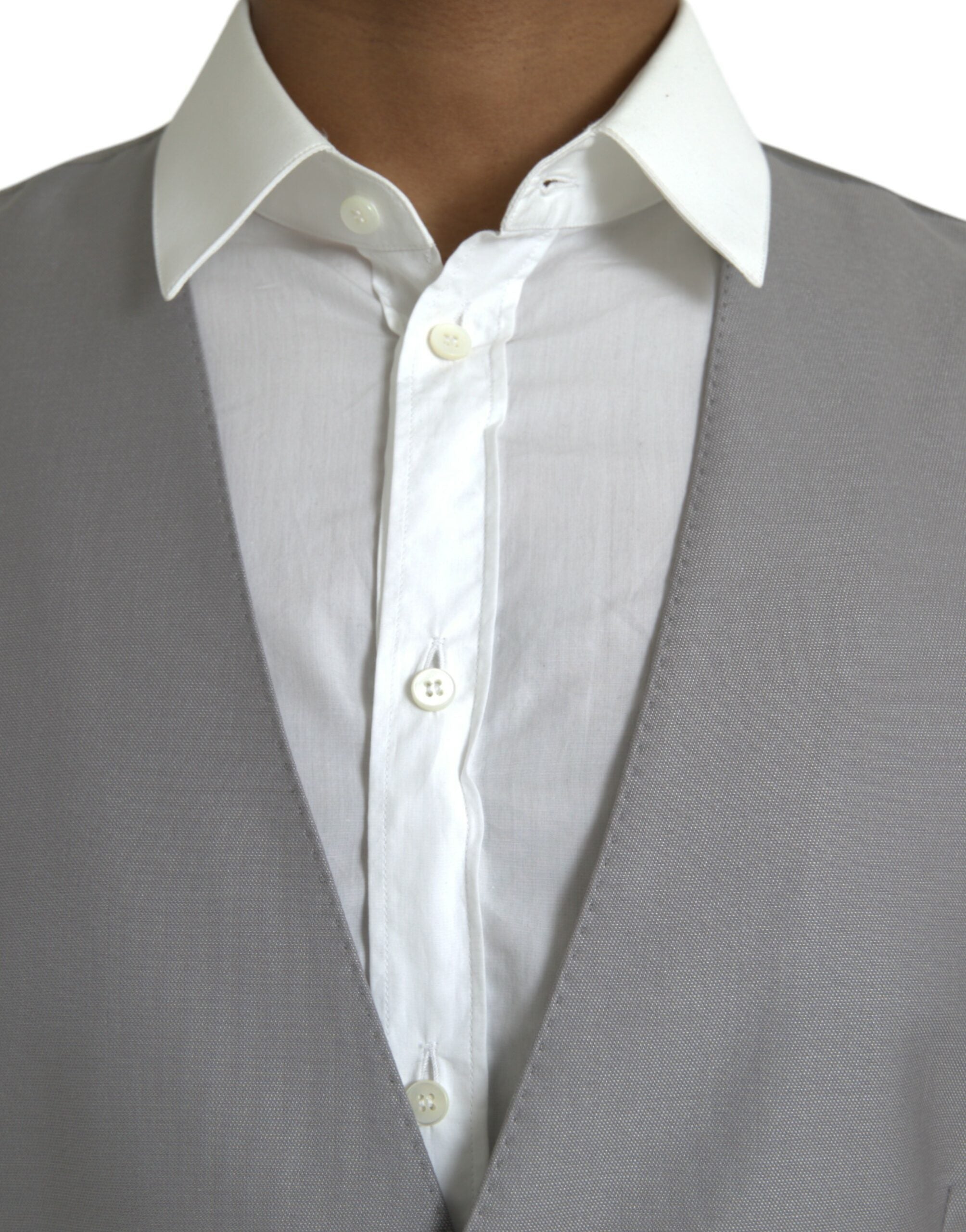 Dolce & Gabbana Light Gray Wool Formal Dress Waistcoat Vest -  Vests for Men Suits -  Dolce & Gabbana.