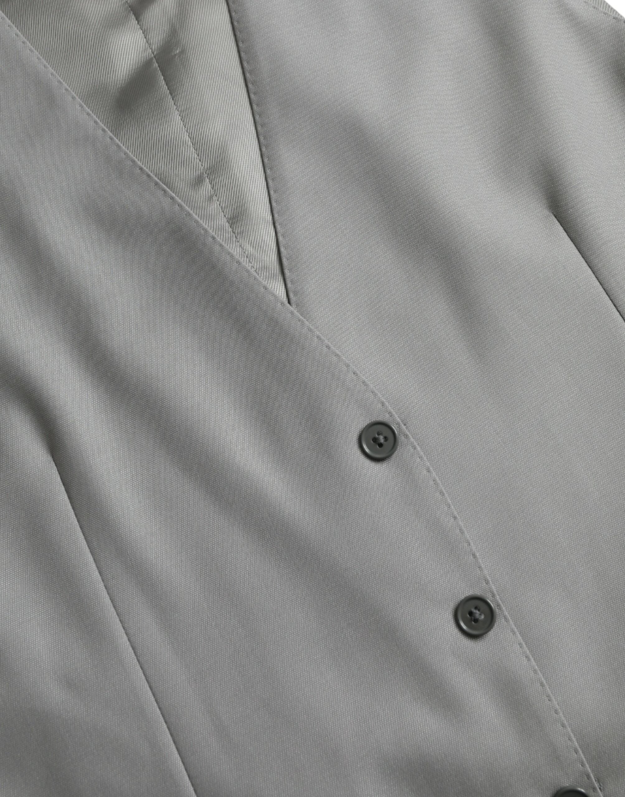 Dolce & Gabbana Light Gray Wool Formal Dress Waistcoat Vest -  Vests for Men Suits -  Dolce & Gabbana.
