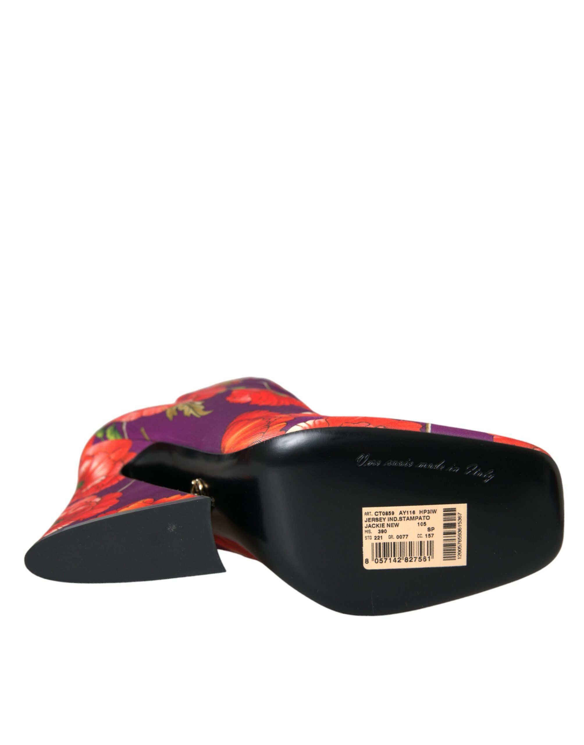 Dolce & Gabbana Purple Floral Jersey Stretch Boots Shoes -   -  Dolce & Gabbana.