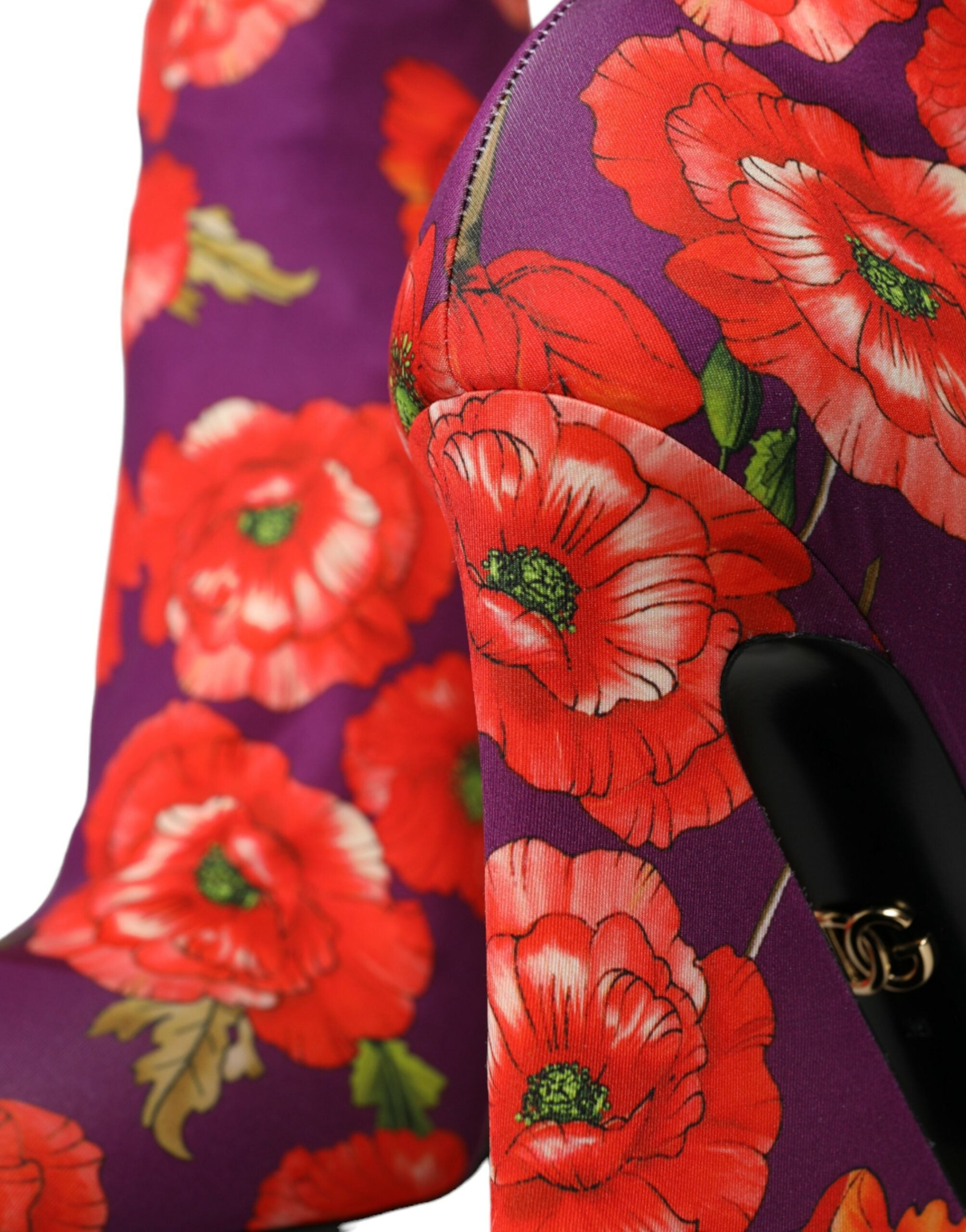 Dolce & Gabbana Purple Floral Jersey Stretch Boots Shoes -   -  Dolce & Gabbana.