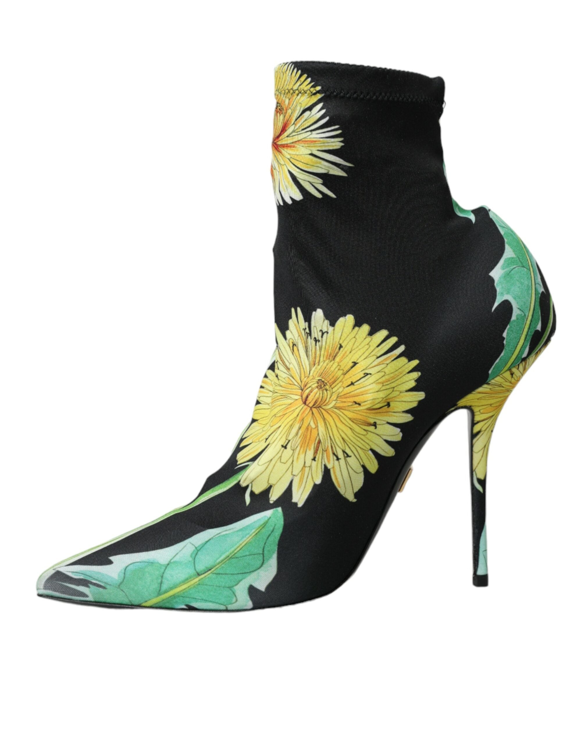 Dolce & Gabbana Black Floral Jersey Stretch Ankle Boots Shoes -   -  Dolce & Gabbana.