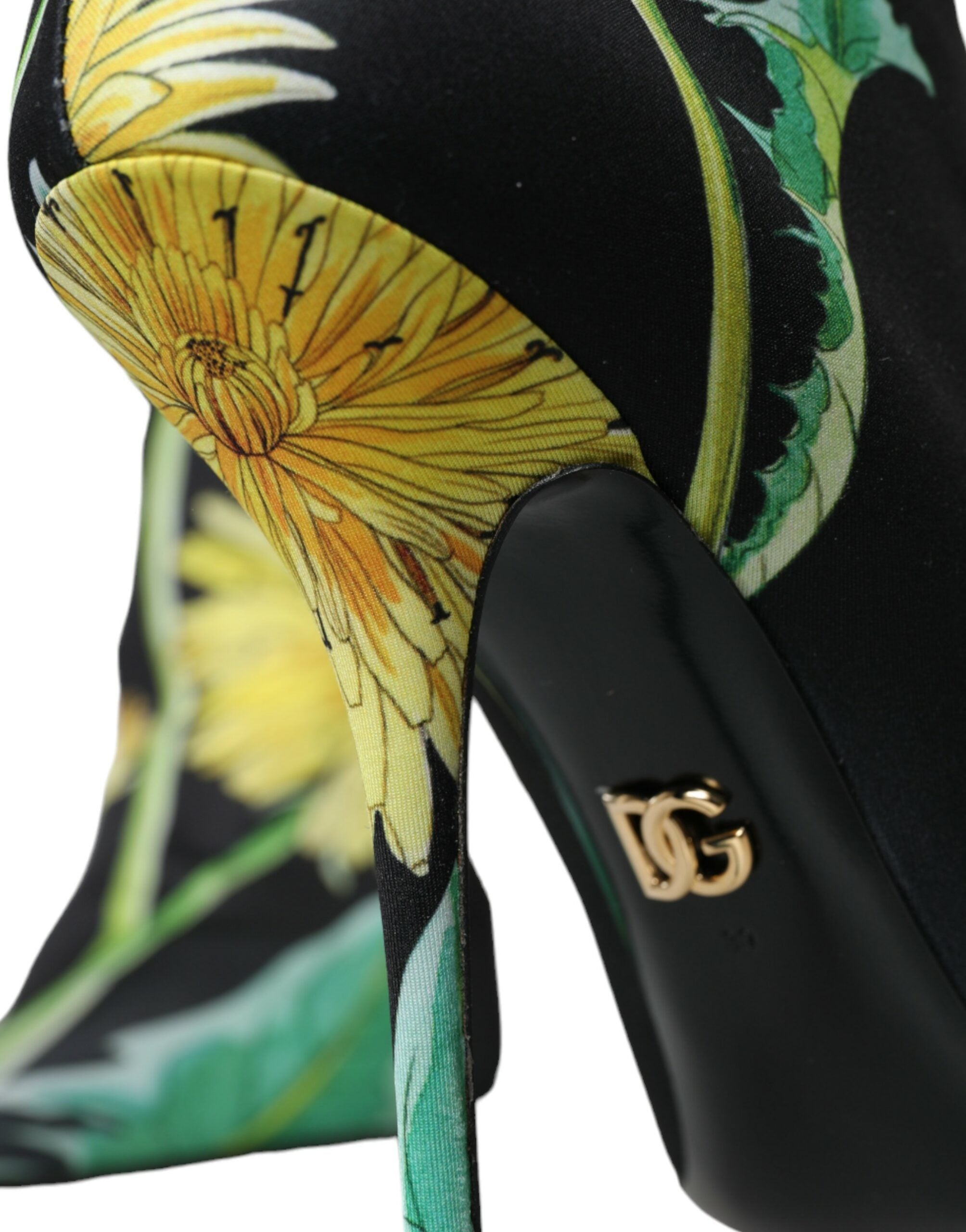 Dolce & Gabbana Black Floral Jersey Stretch Ankle Boots Shoes -   -  Dolce & Gabbana.