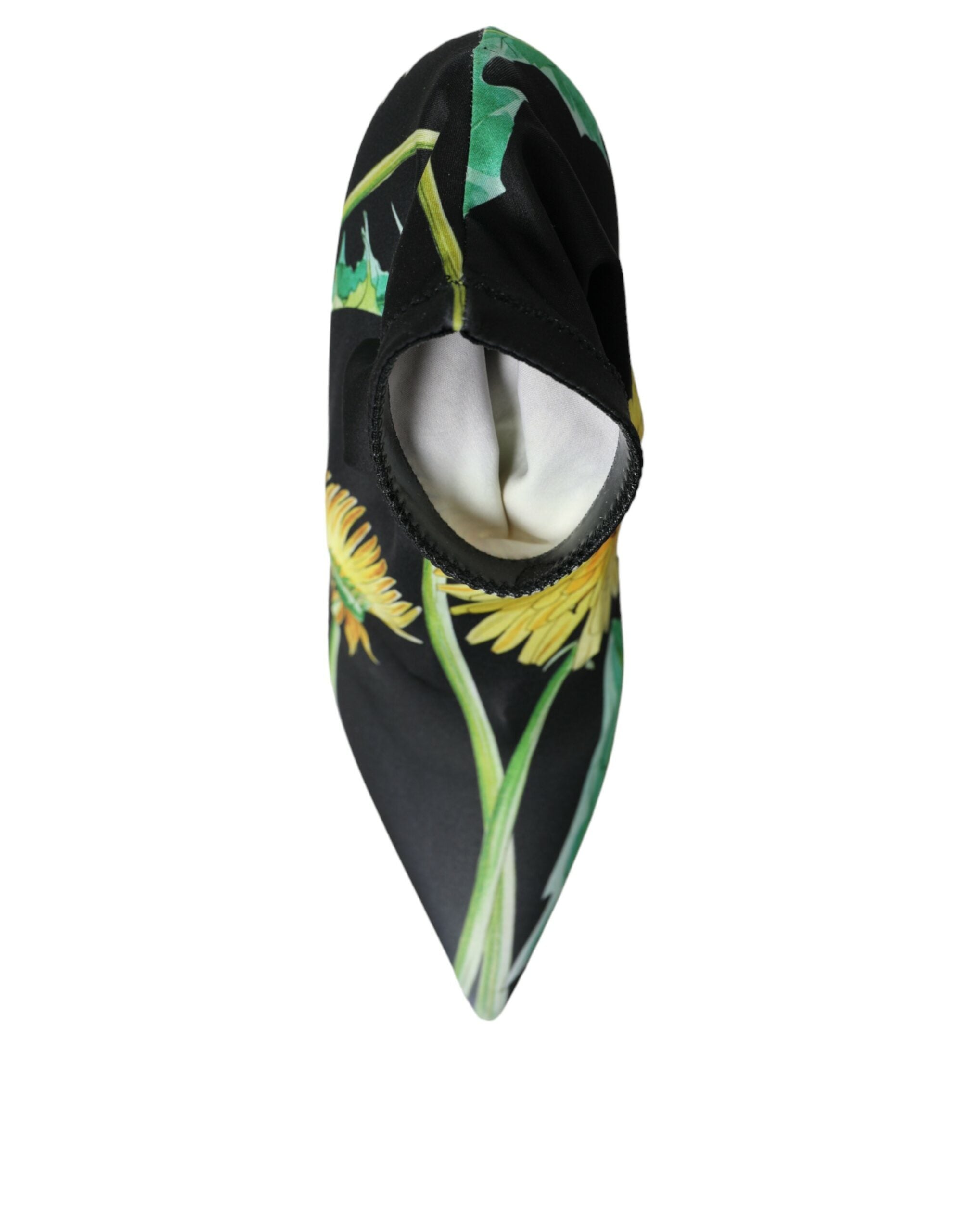 Dolce & Gabbana Black Floral Jersey Stretch Ankle Boots Shoes -   -  Dolce & Gabbana.