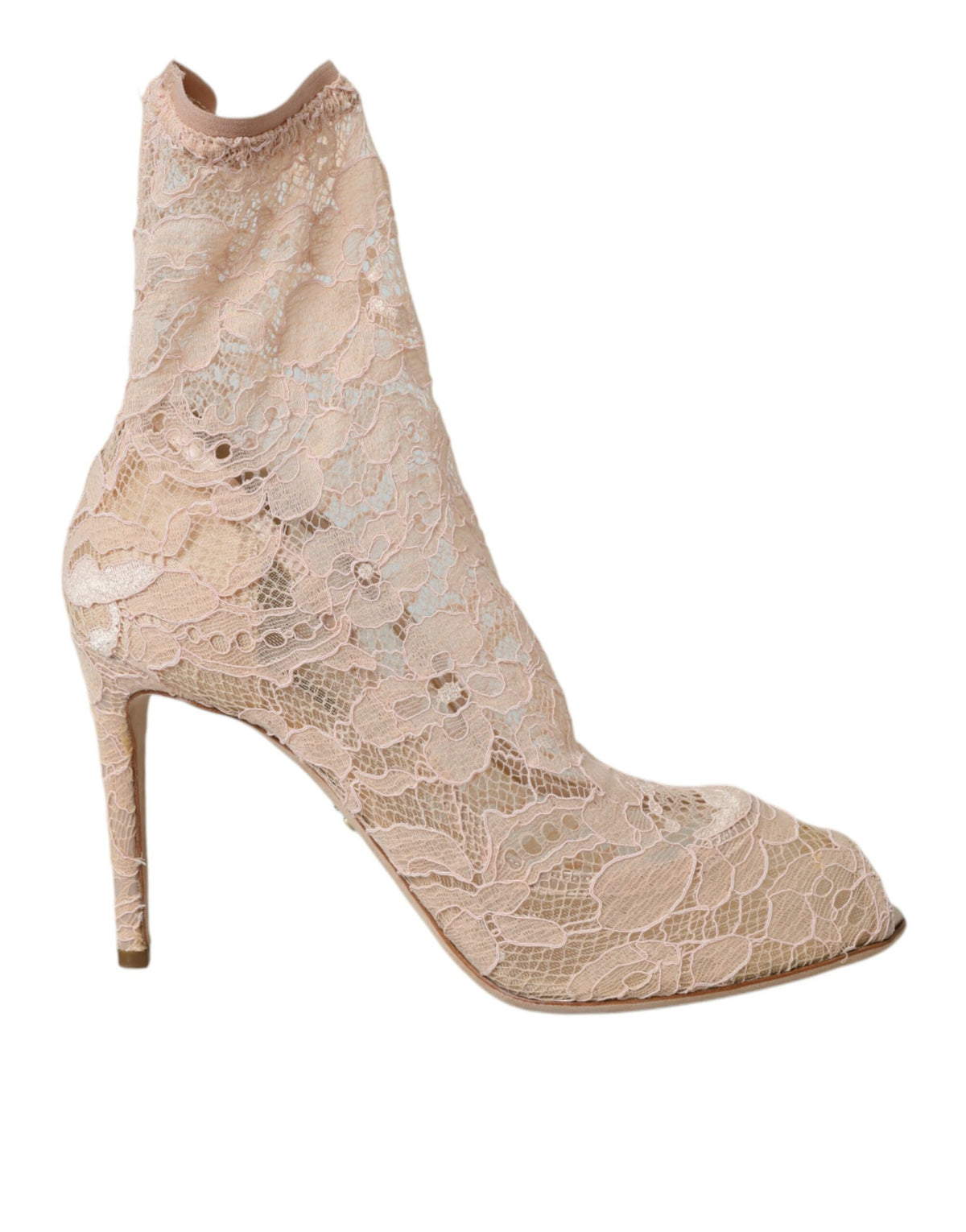 Dolce & Gabbana Beige Stretch Taormina Lace Boots Shoes -   -  Dolce & Gabbana.
