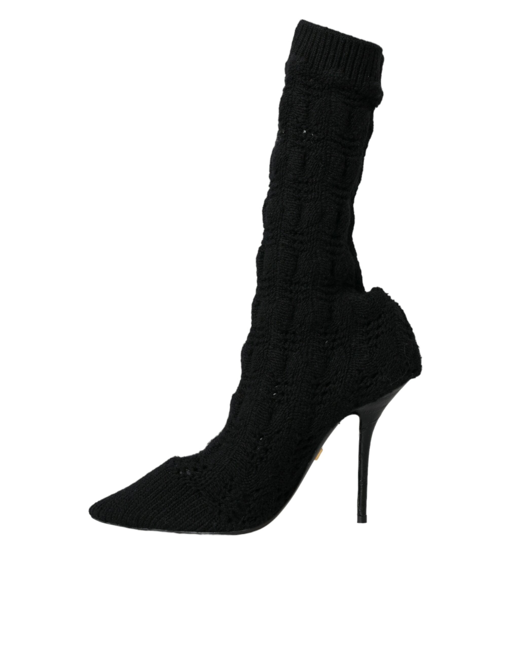 Dolce & Gabbana Black Stiletto Heels Mid Calf Boots Shoes -   -  Dolce & Gabbana.