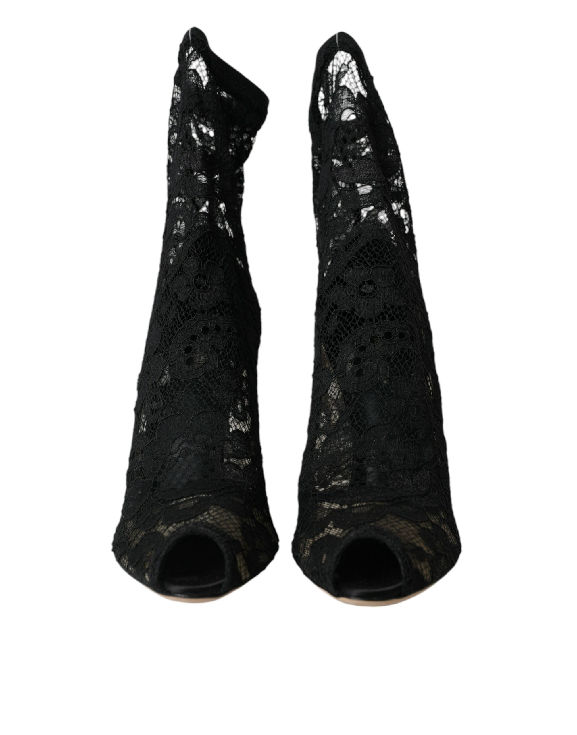 Dolce & Gabbana Black Stretch Taormina Lace Boots Shoes -   -  Dolce & Gabbana.