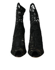 Dolce & Gabbana Black Stretch Taormina Lace Boots Shoes -   -  Dolce & Gabbana.
