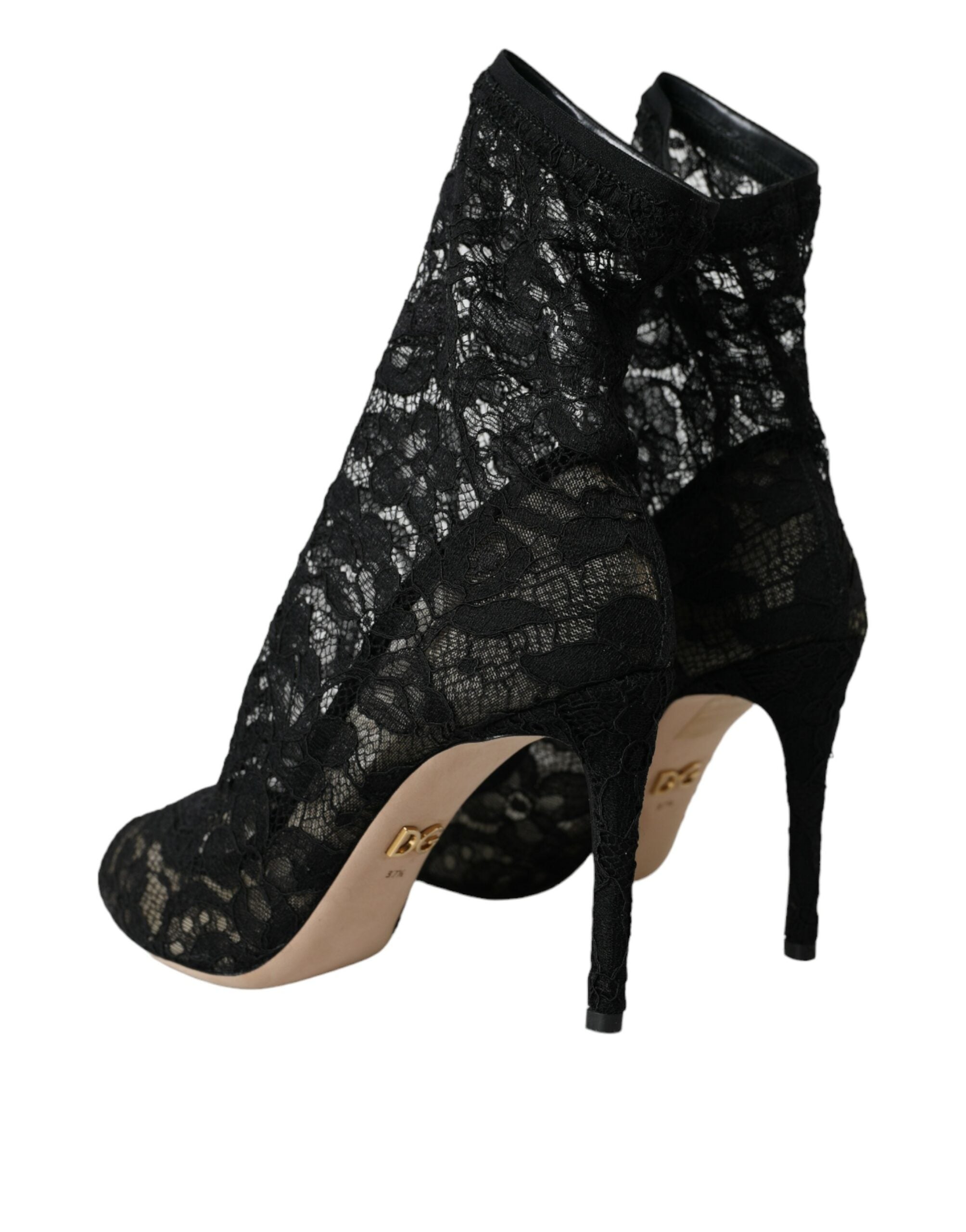 Dolce & Gabbana Black Stretch Taormina Lace Boots Shoes -   -  Dolce & Gabbana.