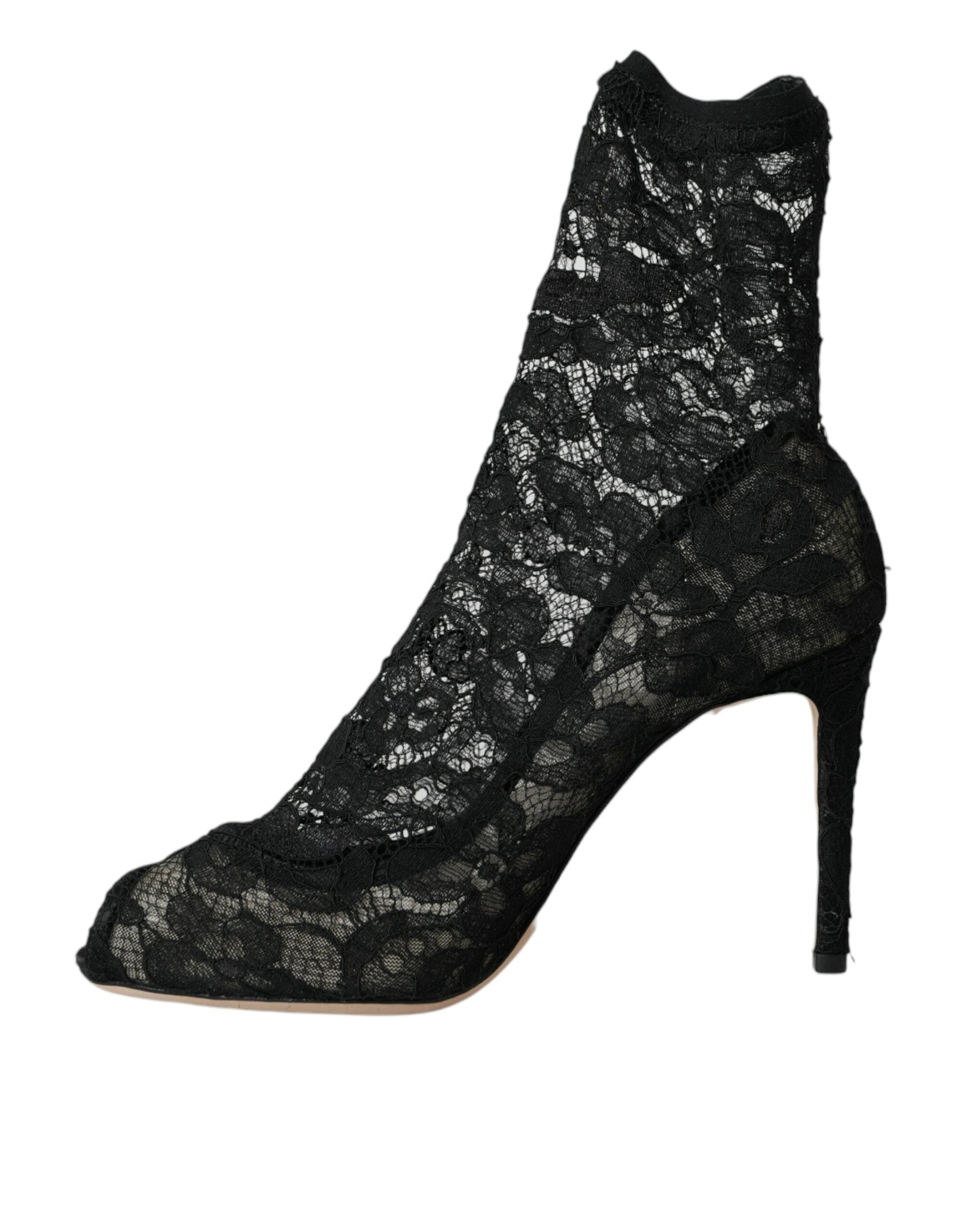 Dolce & Gabbana Black Stretch Taormina Lace Boots Shoes -   -  Dolce & Gabbana.